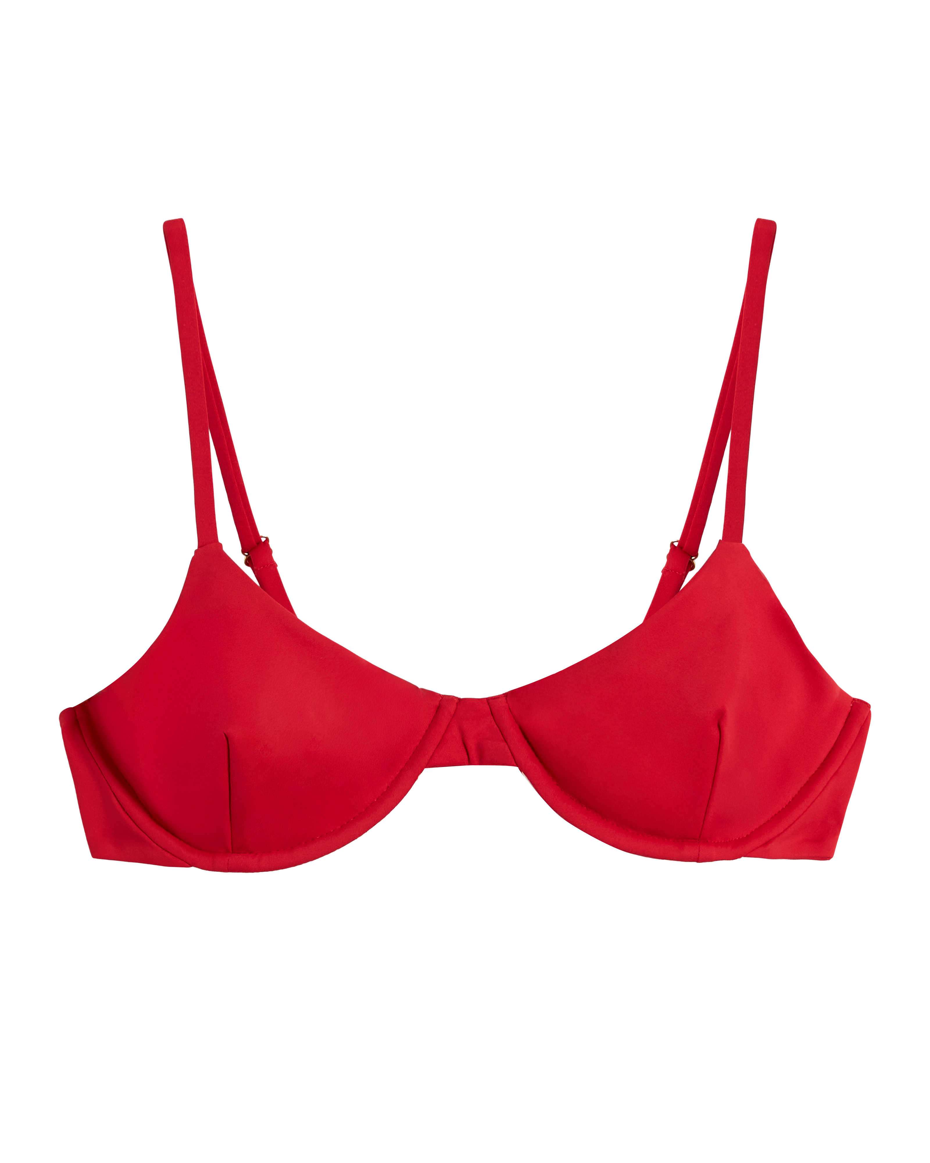 The Avila Top - Pico by Dandy Del Mar: a red underwire bralette with adjustable straps, designed as a sustainable swim top, shown against a plain white background.