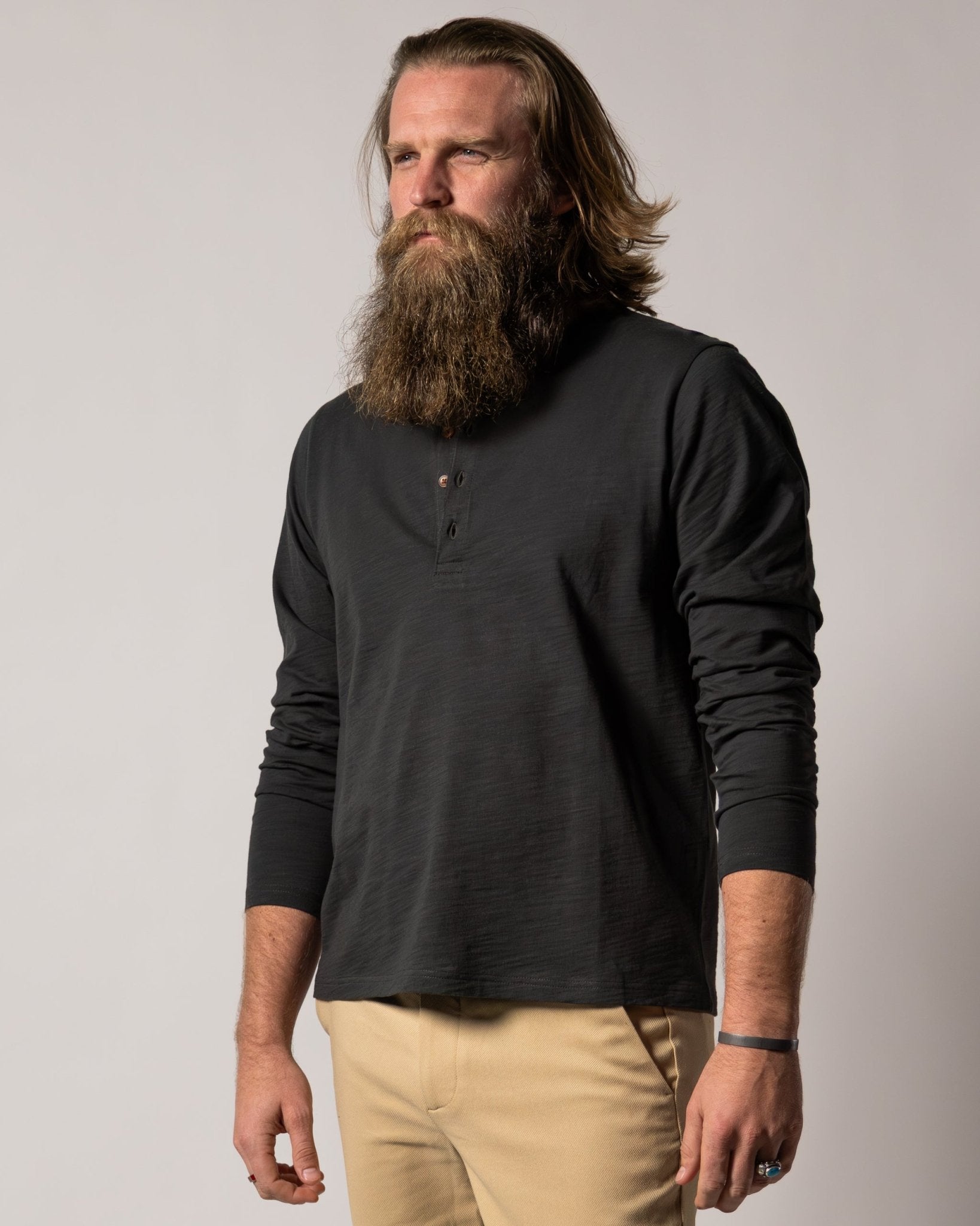The Ensenada Long Sleeve Henley - Albatross - Dandy Del Mar