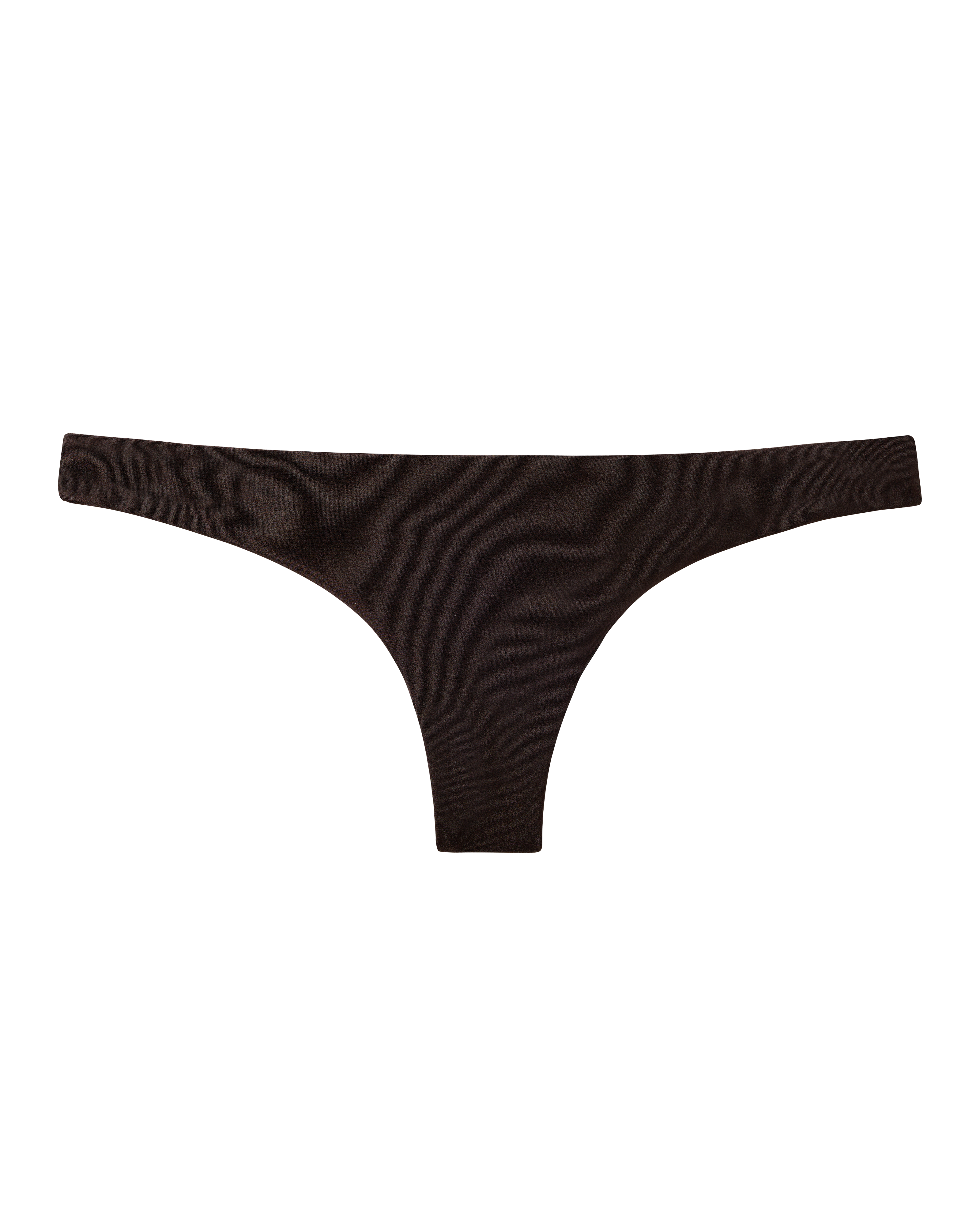 The Gomera Bottom - Tierra by Dandy Del Mar, a pair of plain black thong underwear, is displayed on a white background.