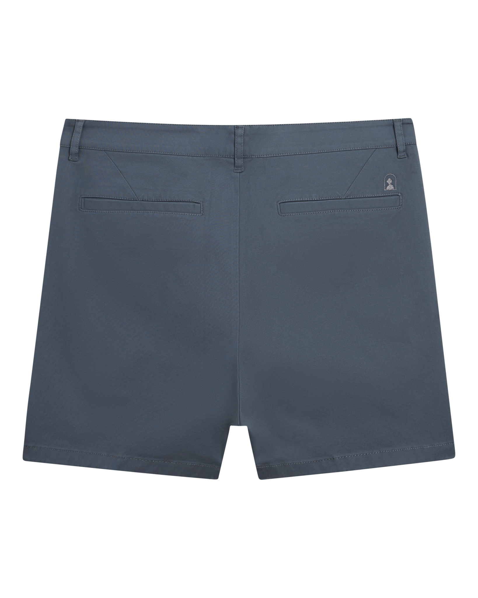 Back view of Dandy Del Mar's The Rhodes Twill Shorts - Abyss in blue washed cotton twill, featuring two back welt pockets and belt loops on the waistband.
