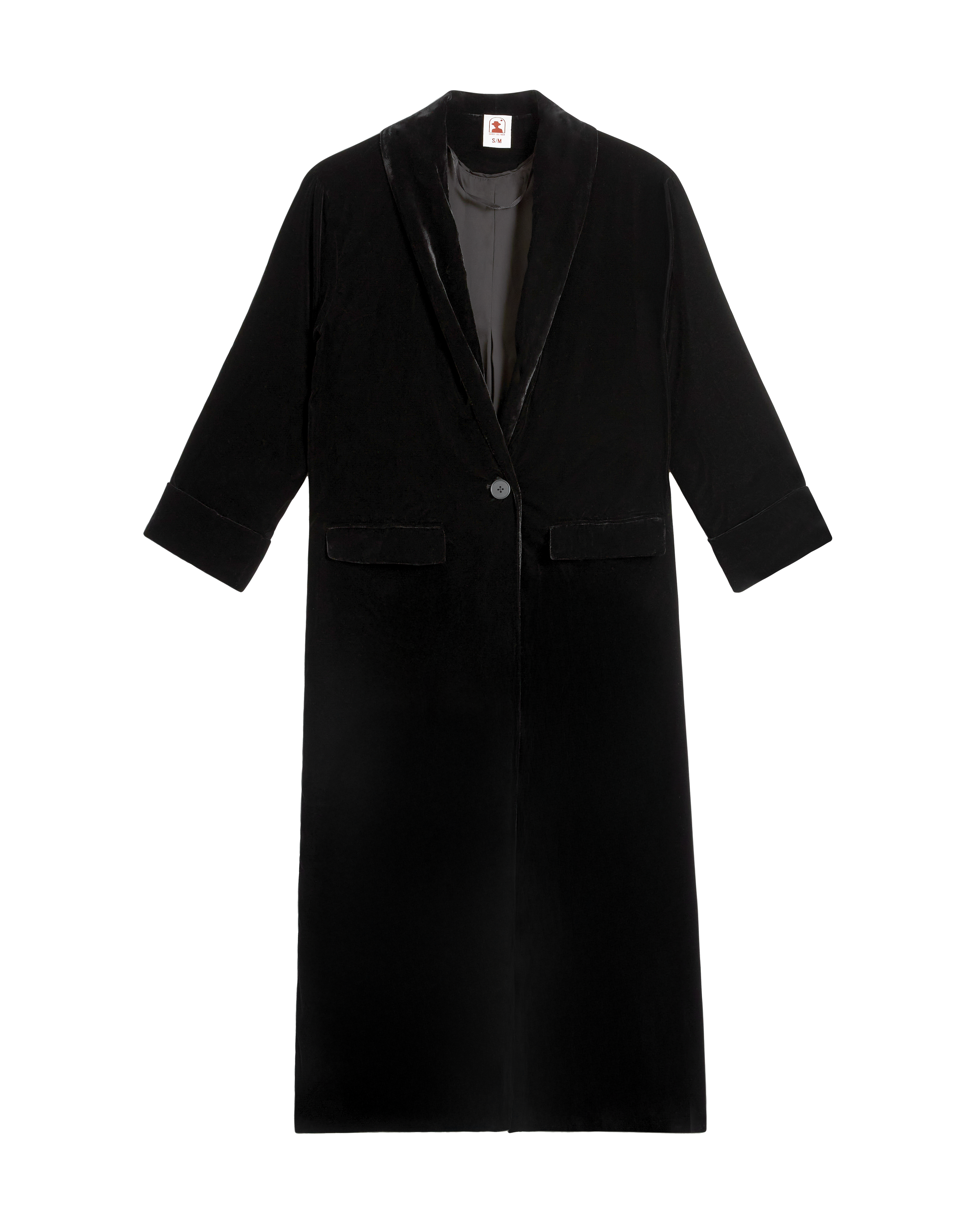 The Catania Velour Coat - Onyx
