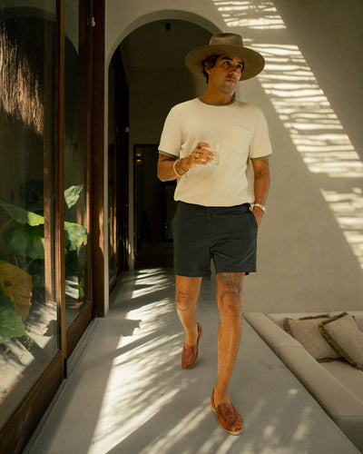 The Cannes Waffle Knit Tee - Vintage Ivory - Dandy Del Mar