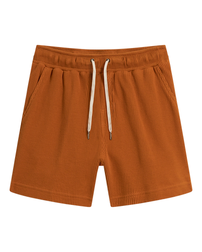 The Cannes Waffle Knit Shorts - Burnt Sienna