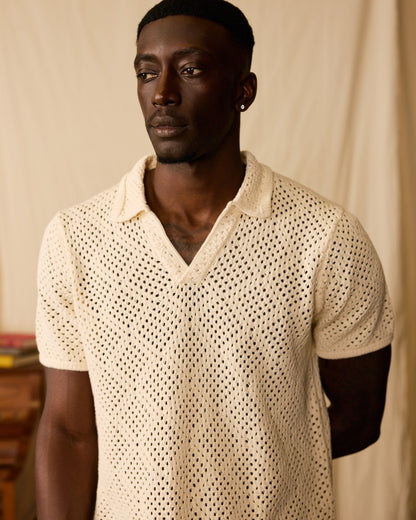 The Antibes Crochet Shirt - Vintage Ivory - Dandy Del Mar