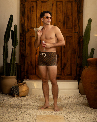 The Cassis Square Cut Swim Brief - Cacao - Dandy Del Mar