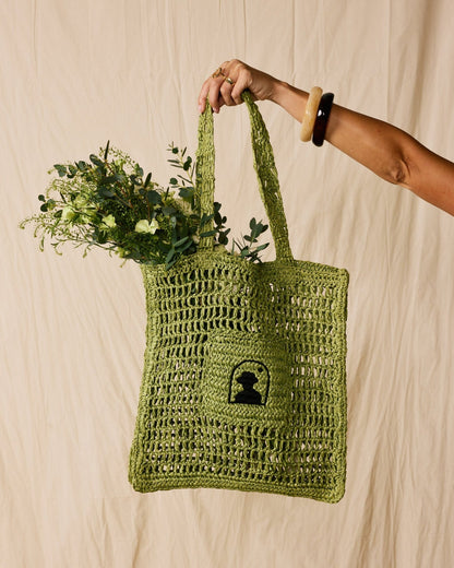 The Amabile Raffia Bag - Verde - Dandy Del Mar