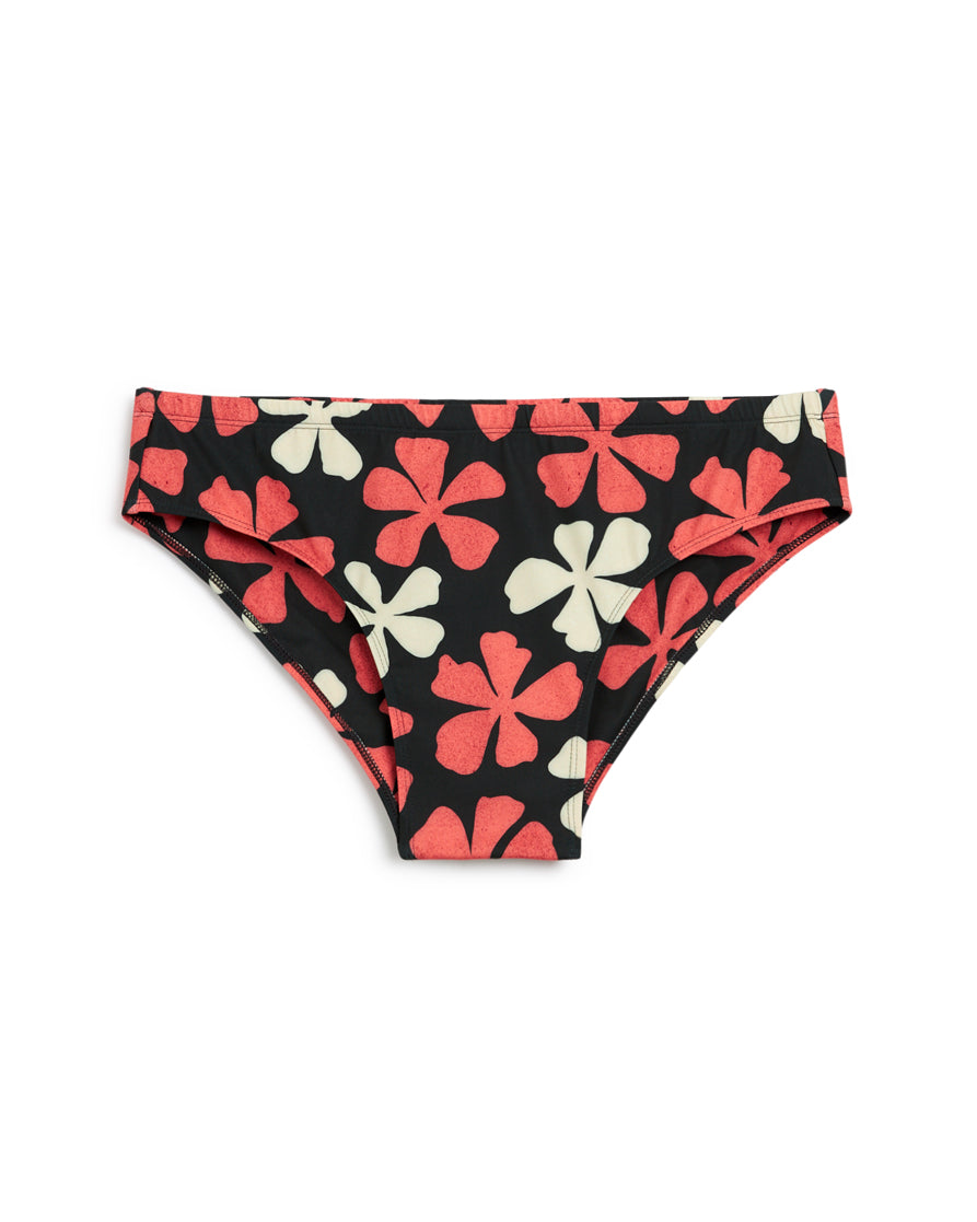 A black and red floral bikini bottom, The Belize Swim Brief - Currant by Dandy Del Mar.