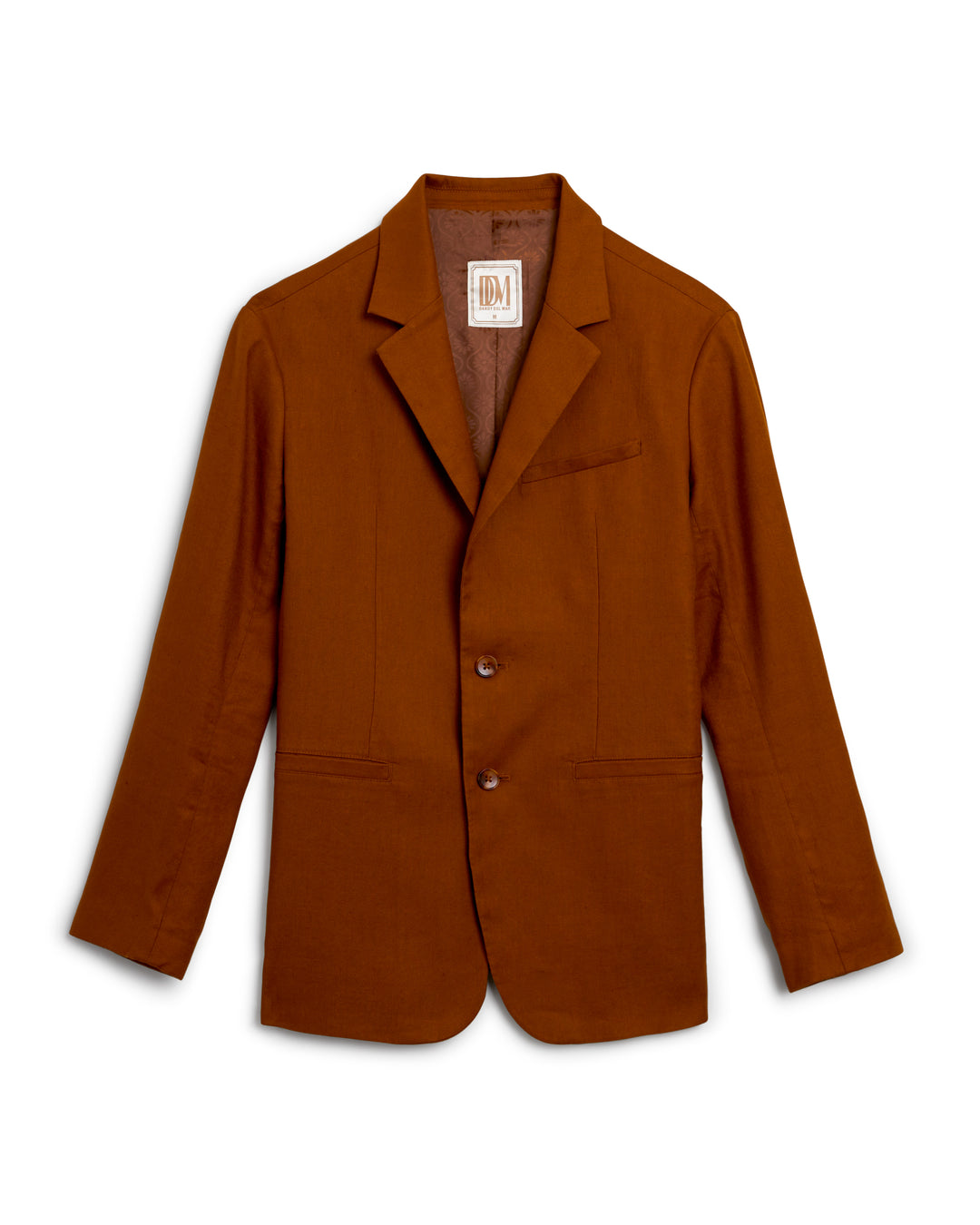 A brown Dandy Del Mar Brisa Linen Blazer - Sedona on a white background, perfect for formal flirtations or night events.