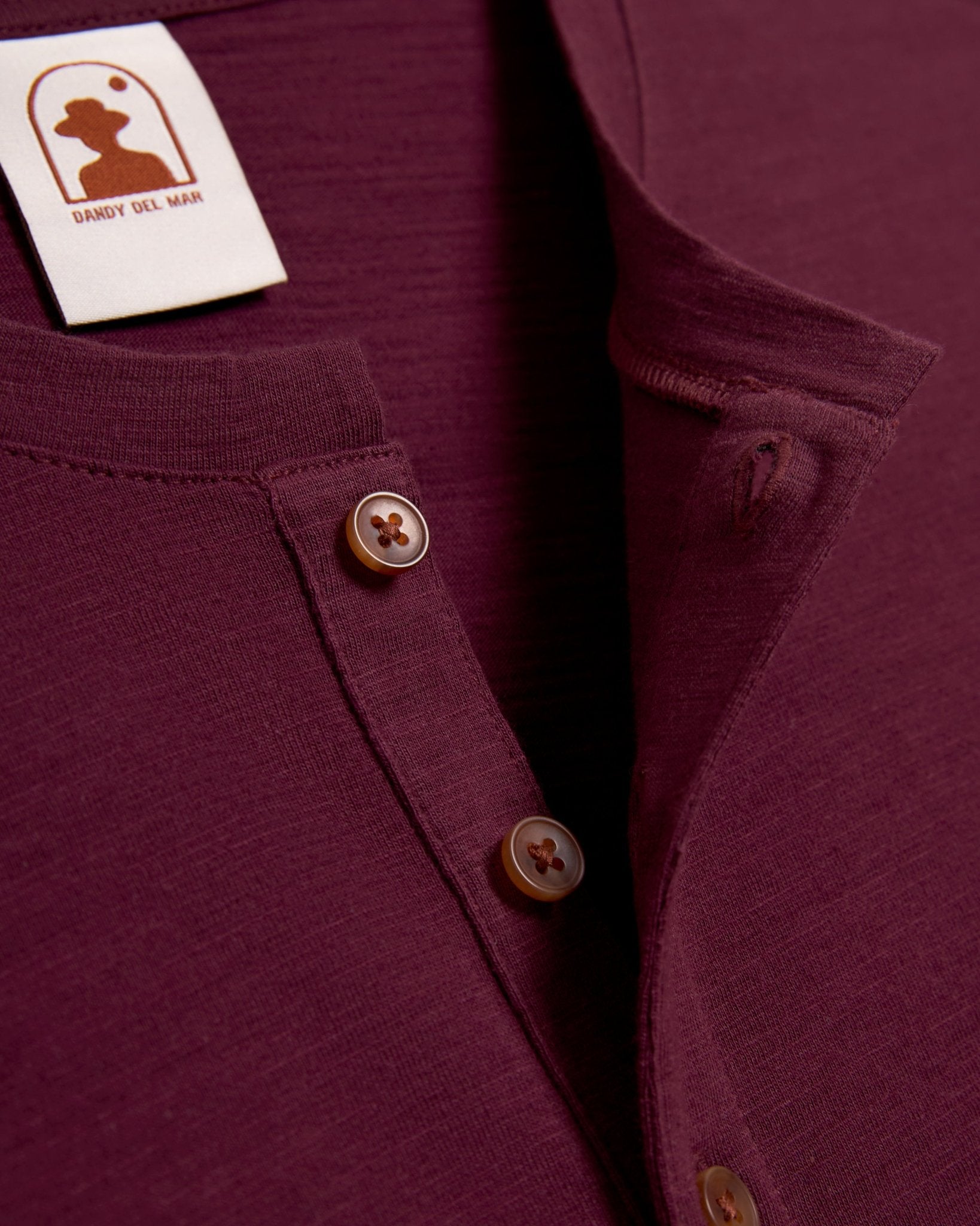 The Ensenada Long Sleeve Henley - Bordeaux - Dandy Del Mar