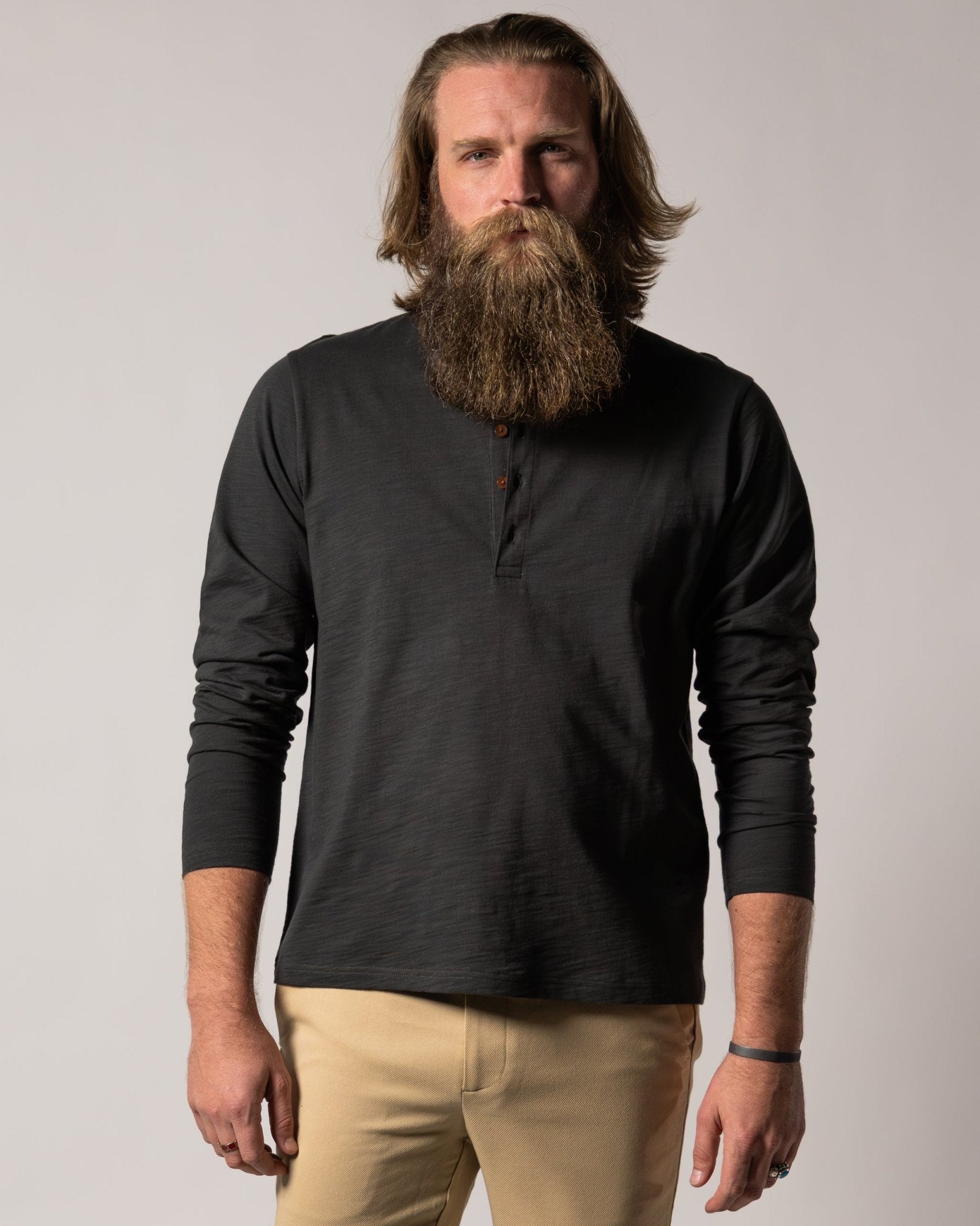 The Ensenada Long Sleeve Henley - Albatross - Dandy Del Mar
