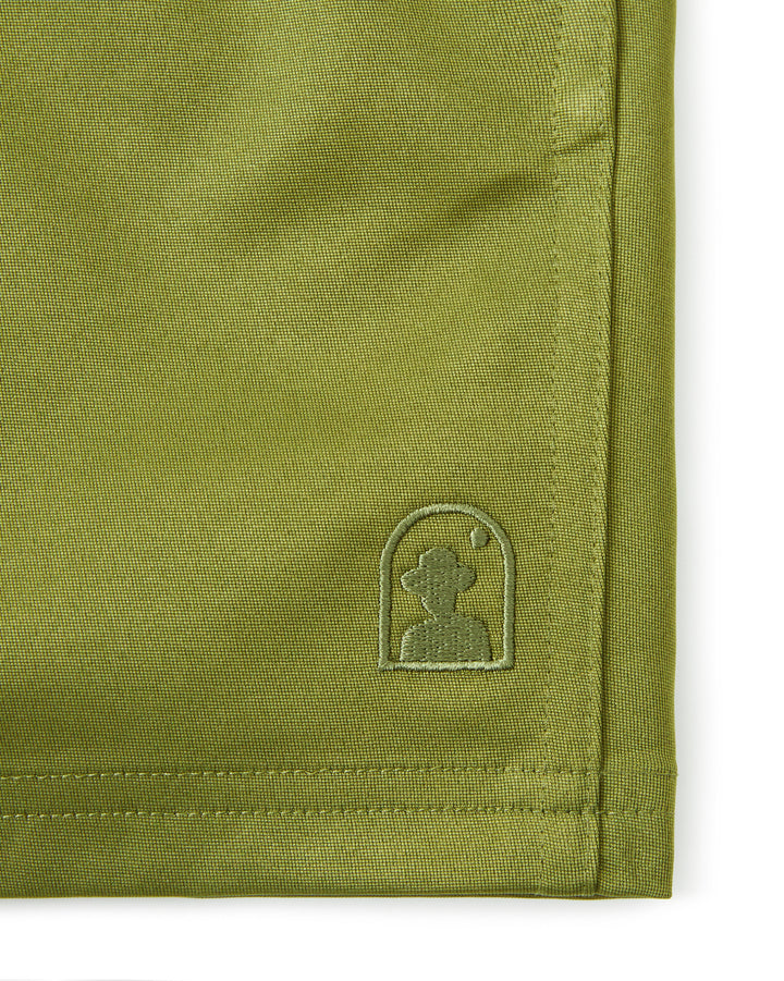 The Mallorca Swim-Walk Shorts feature adjustable antique brass side fasteners and are made of a single layer nylon construction, with a Dandy Del Mar logo on the pocket.