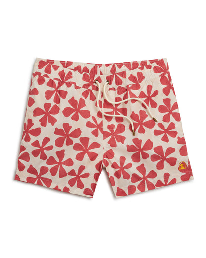 A Dandy Del Mar red and white floral print Ventura Volley Short - Currant swim trunks.