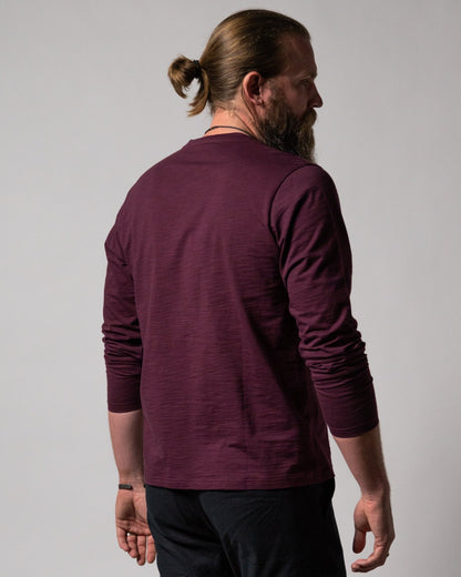 The Ensenada Long Sleeve Henley - Bordeaux - Dandy Del Mar