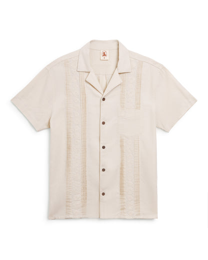 A men's white Brisa Linen Shirt - Vintage Ivory by Dandy Del Mar.