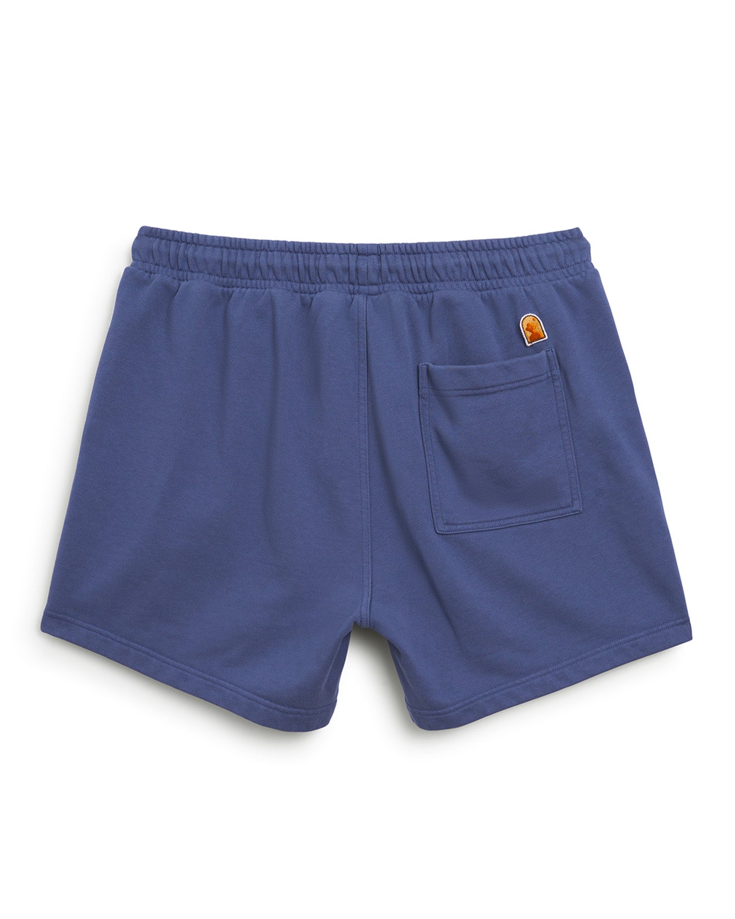 Back view of The Marseille French Terry Short in Moontide by Dandy Del Mar, featuring an elastic waistband and a single rear pocket with a small logo tag, crafted from soft French terry fabric that ensures comfort and style.