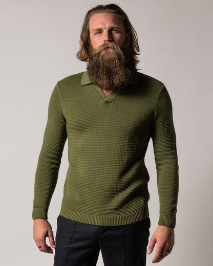 The Sebastian Long Sleeve Polo Shirt - Arbequina - Dandy Del Mar