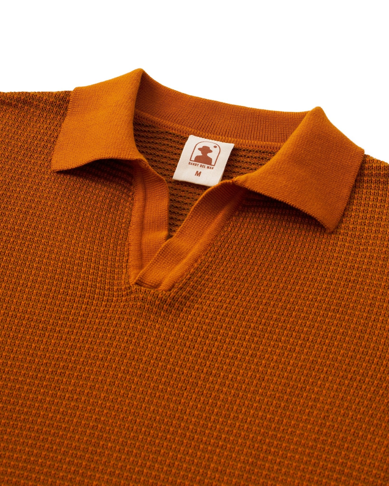 The Sebastian Long Sleeve Polo - Burnt Sienna - Dandy Del Mar