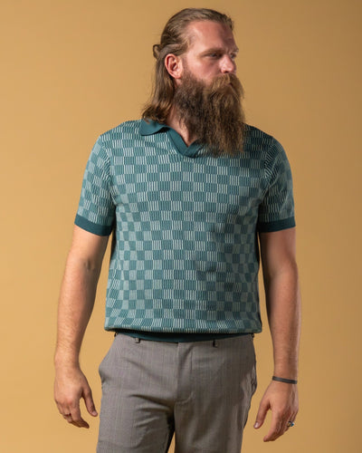 The Sebastian Knit Polo Shirt - Tempest Blue - Dandy Del Mar