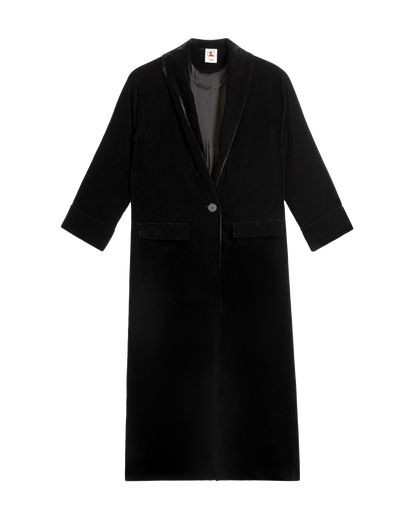 The Catania Velour Coat - Onyx