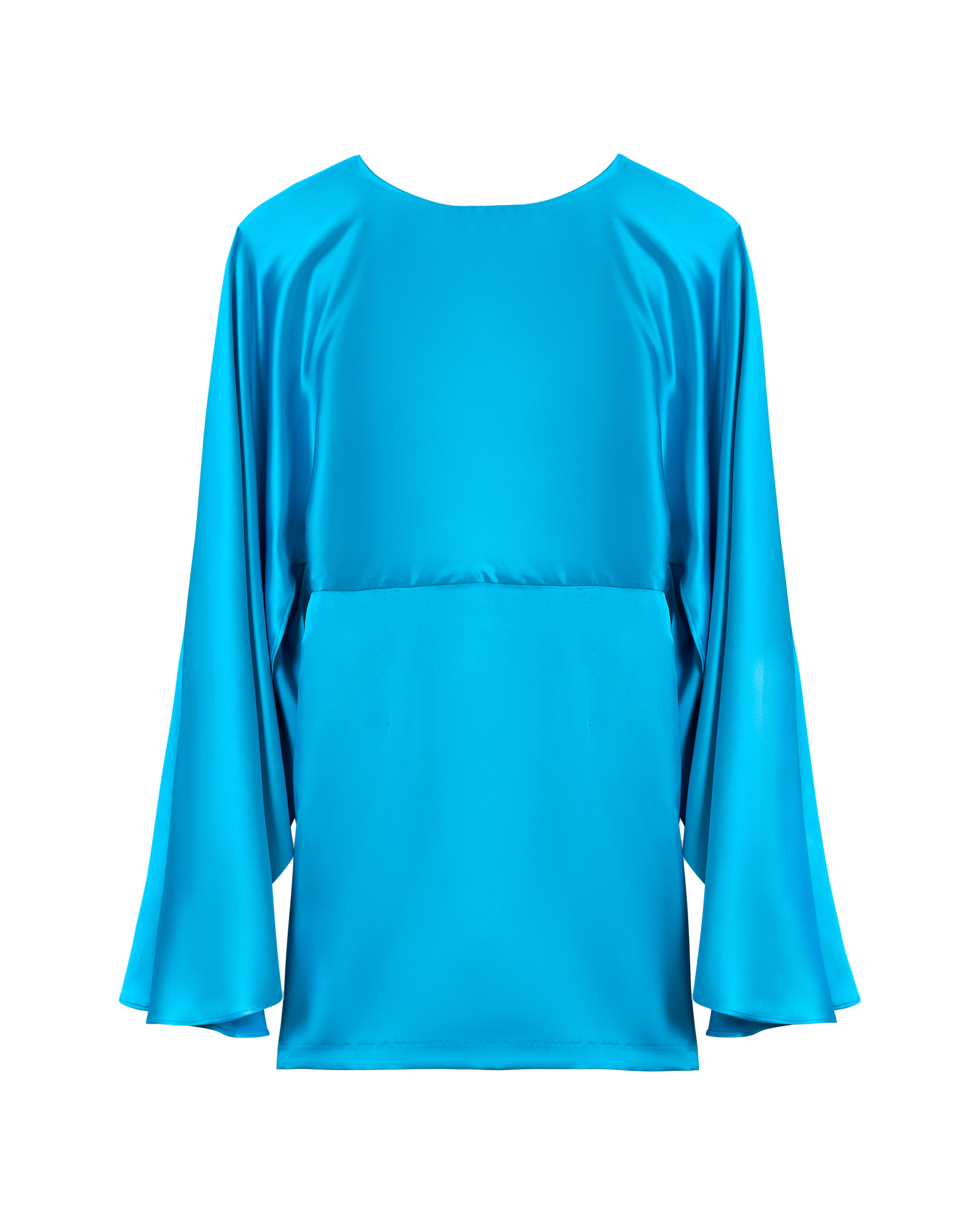 The Catania Satin Angel Sleeve Dress - Lago - Dandy Del Mar