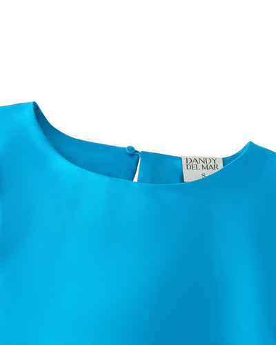 The Catania Satin Angel Sleeve Dress - Lago - Dandy Del Mar
