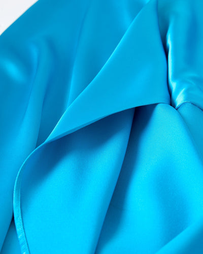 The Catania Satin Angel Sleeve Dress - Lago - Dandy Del Mar