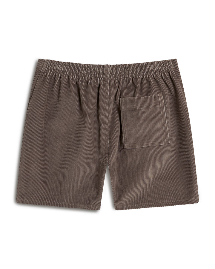 The Corsica Corduroy Short by Dandy Del Mar in Argento features an elastic waistband and a single back pocket.