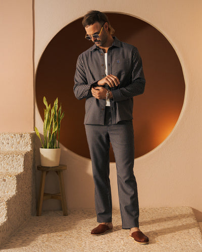 The Tresco Trouser - Tierra Houndstooth - Dandy Del Mar