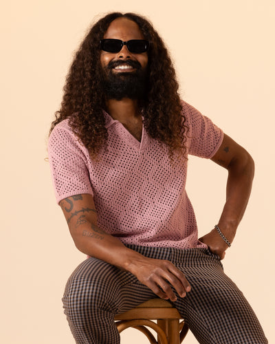 The Antibes Crochet Polo Shirt - Dawn