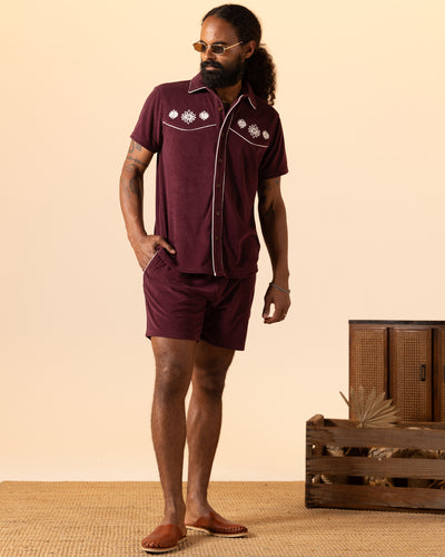 The Gaucho Terry Cloth Shorts - Bordeaux