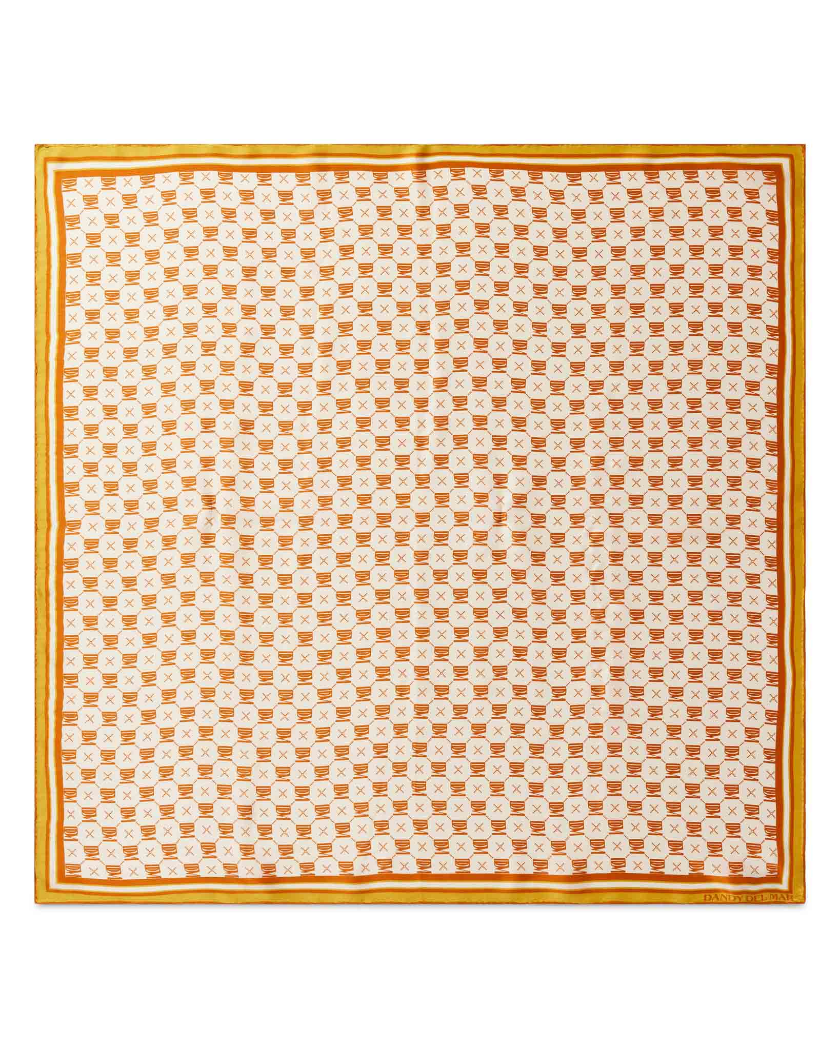 orange colour and printed scarf of dandydel mar