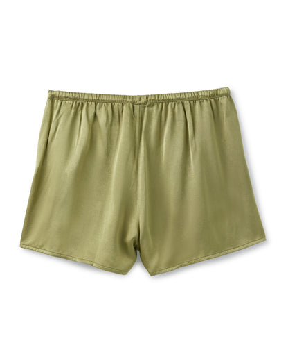 women silk green short